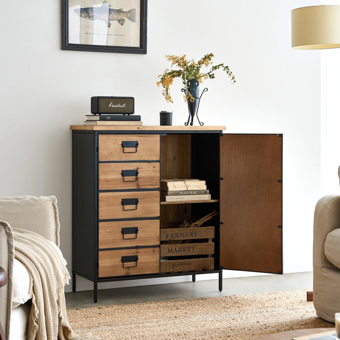 Rhylen Faux-Drawer Cabinet