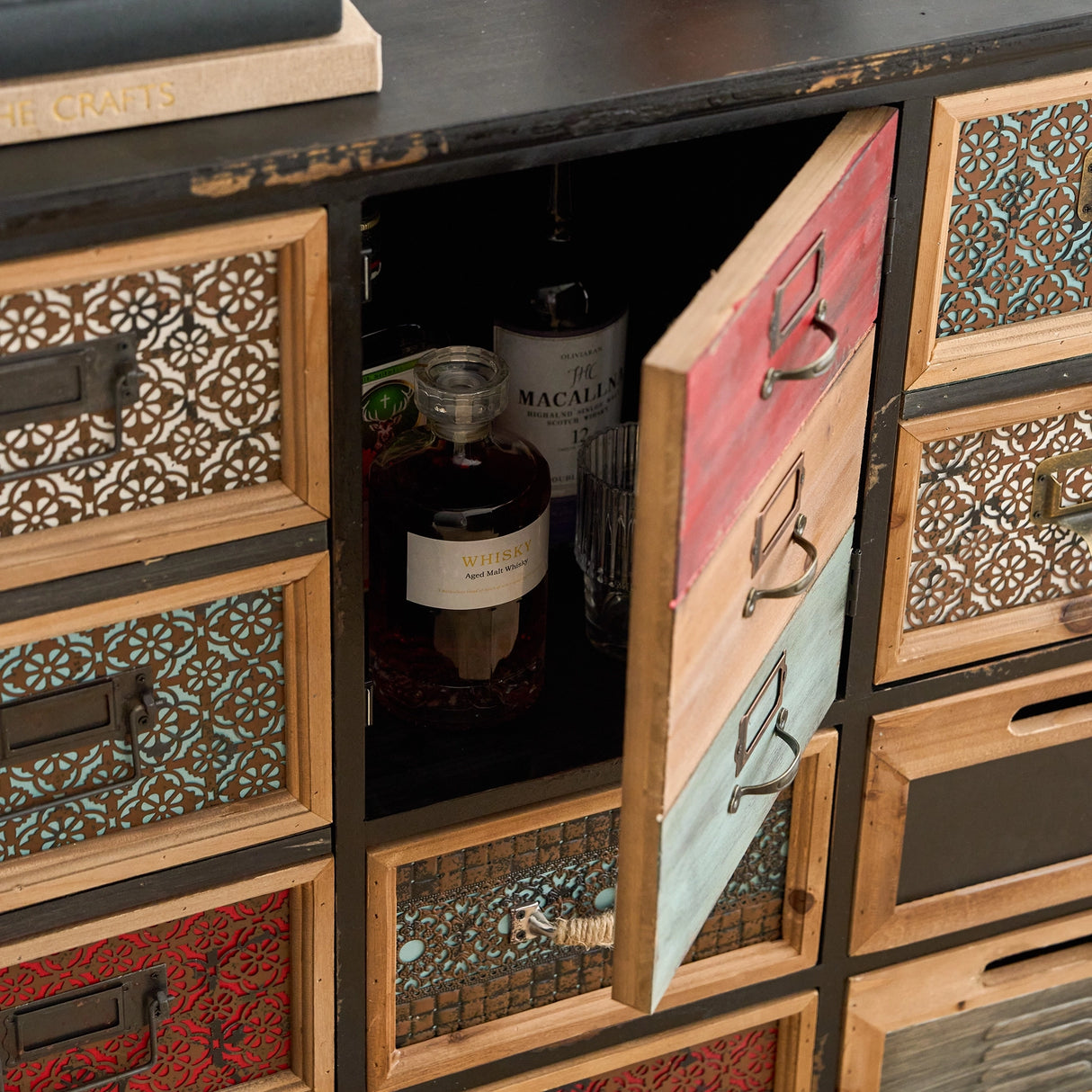 Mirelith 35"x33" Faux-Drawers Cabinet