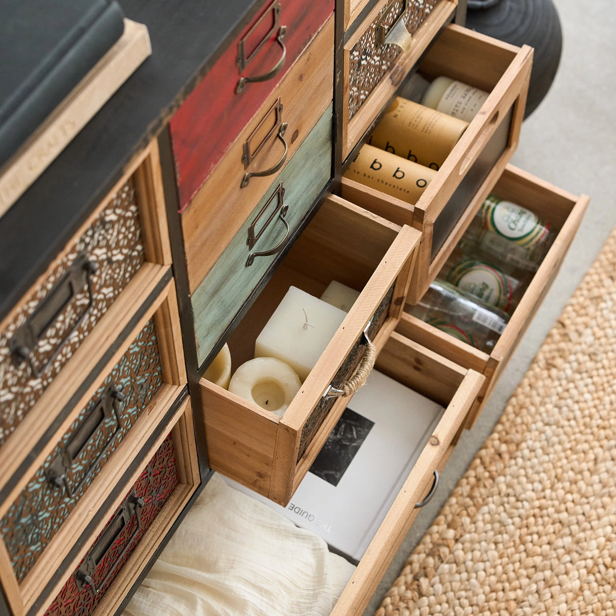 Mirelith 35"x33" Faux-Drawers Cabinet