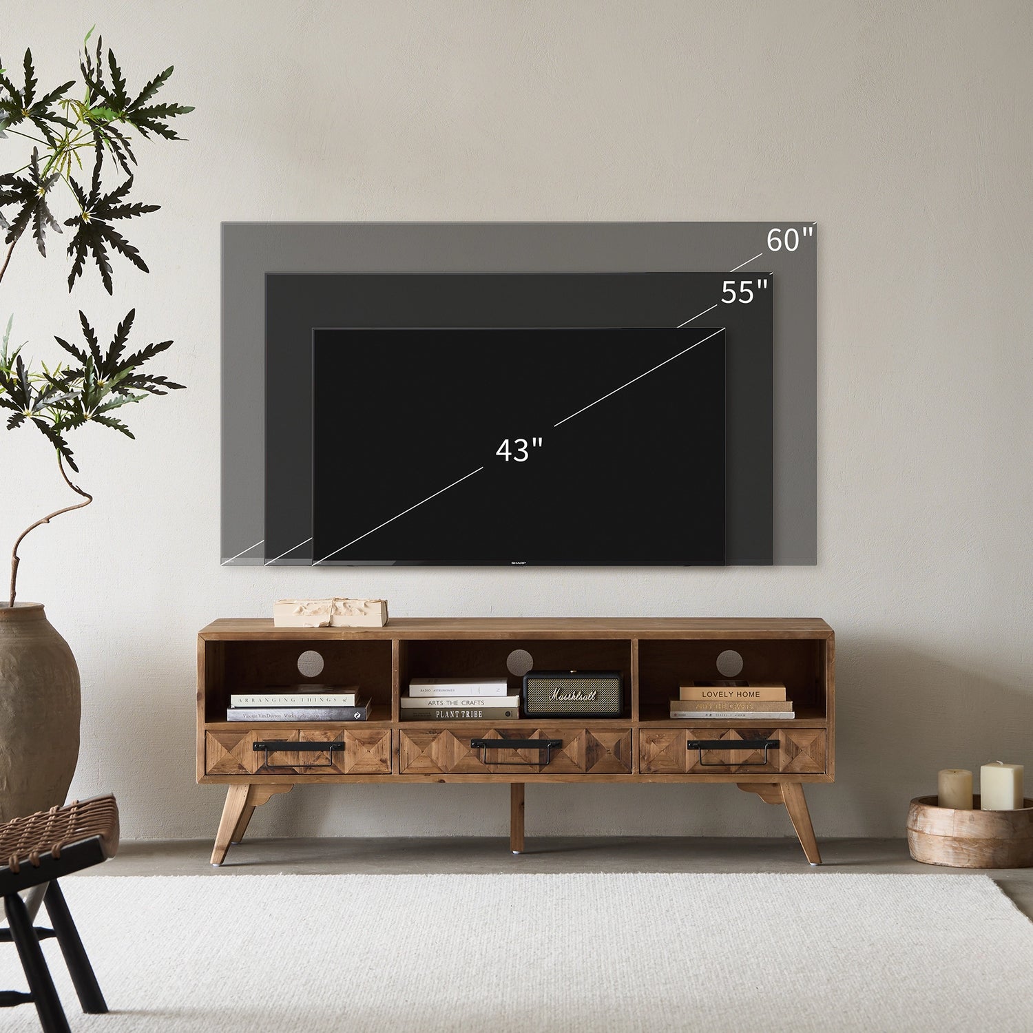 Reclaimed Wood TV Stand for TV Up to 60"