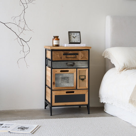 Industrial Style Multi-Drawer Side Table