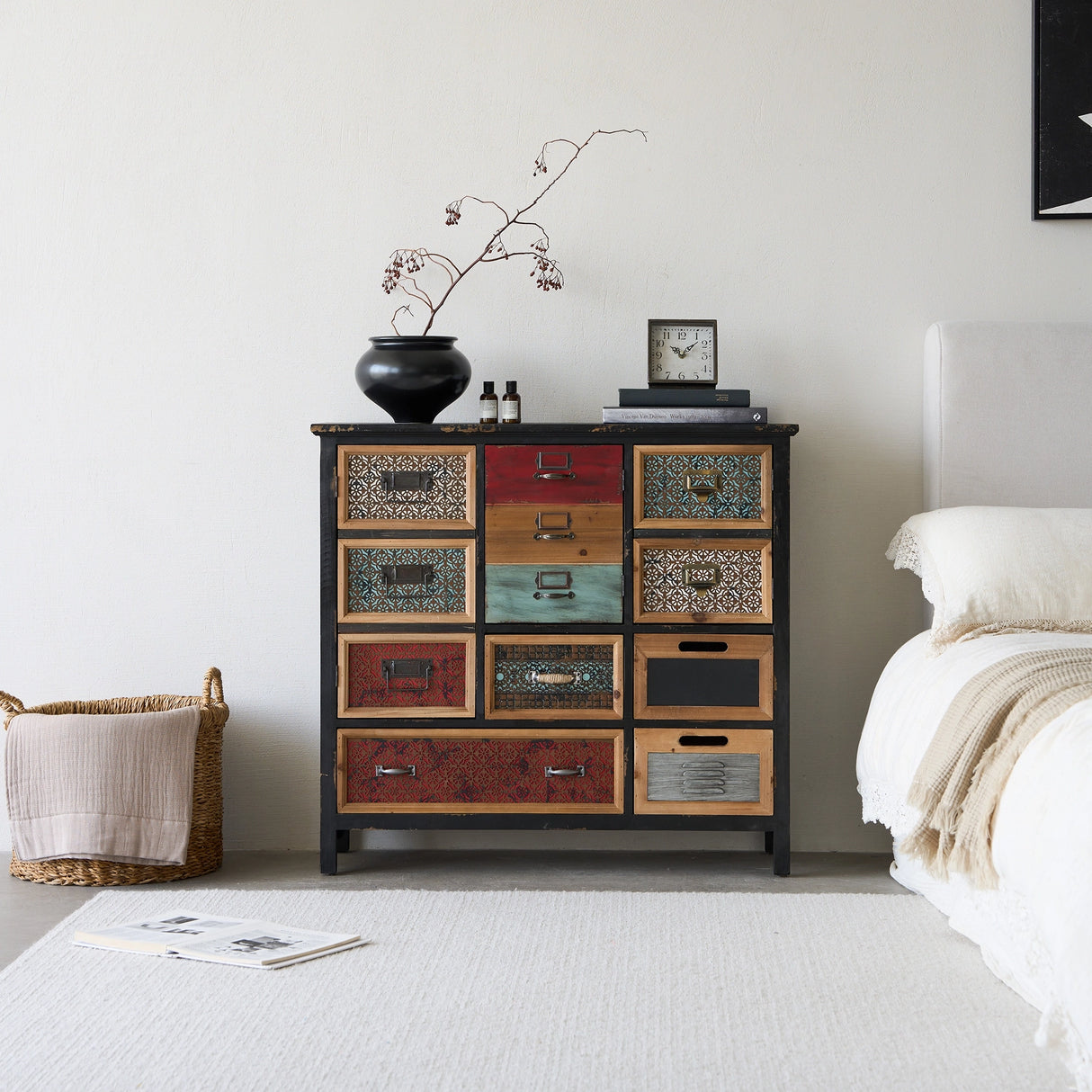 Mirelith 35"x33" Faux-Drawers Cabinet