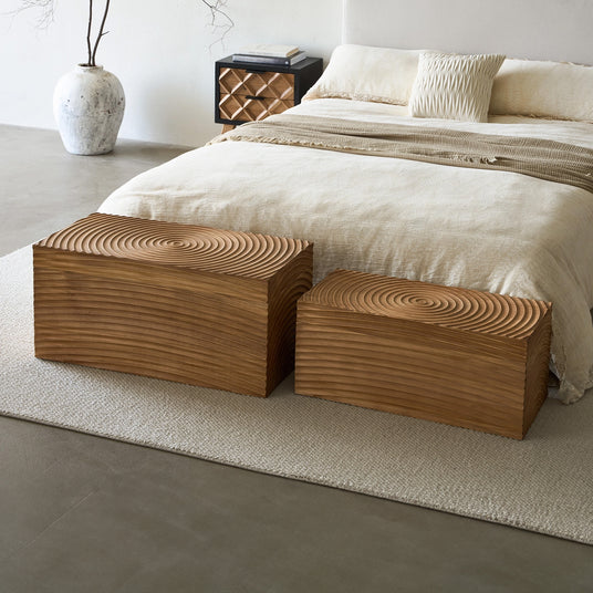 Whirling Wood Storage Boxes, Set of 2