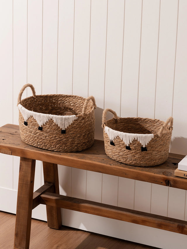 Woven Tassel Baskets Set of 2