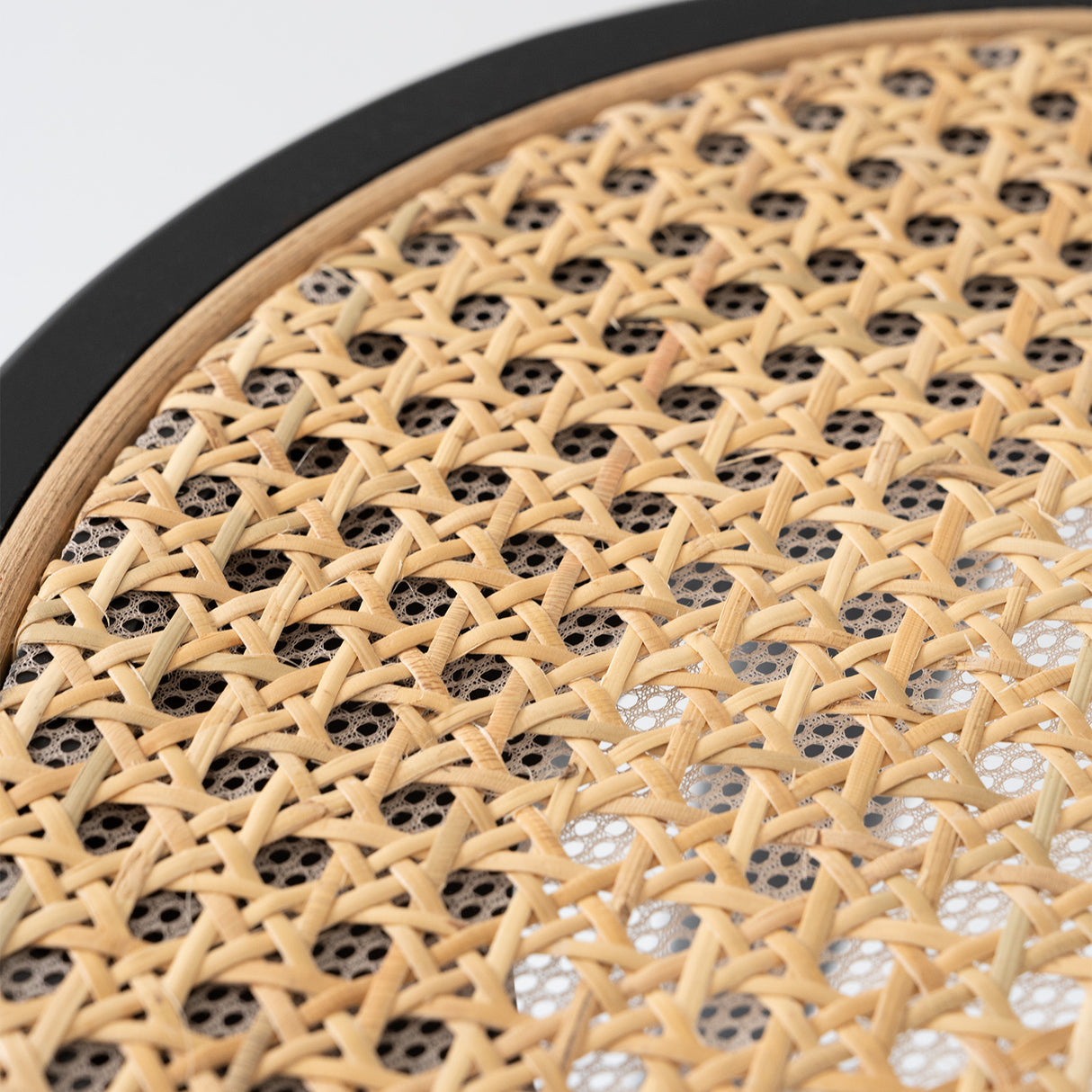 Natural Rattan Top Wood Stool, Round