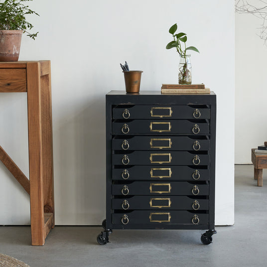 Vintage File Cabinet with Wheels for Office
