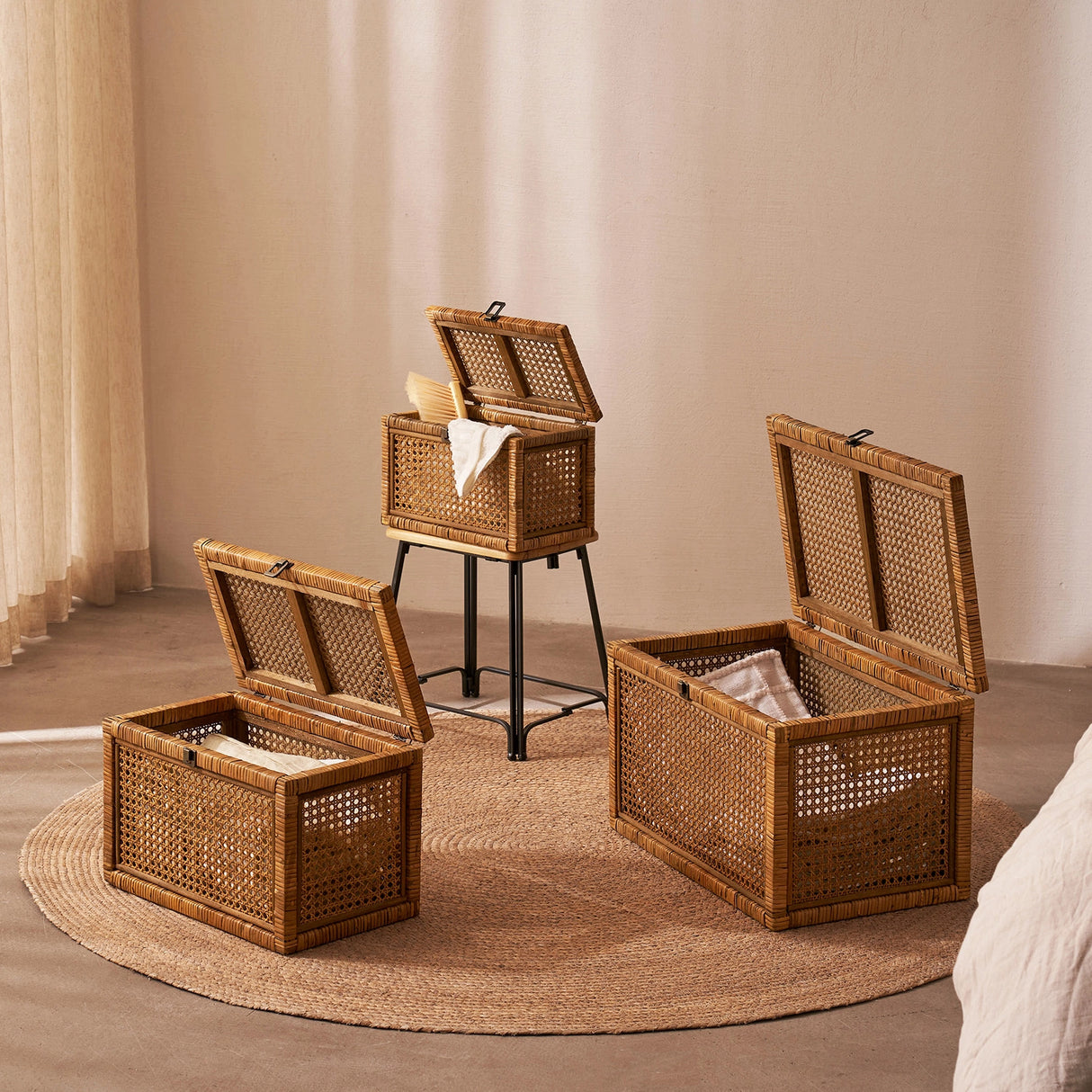 Rattan Storage Box, Set of 3