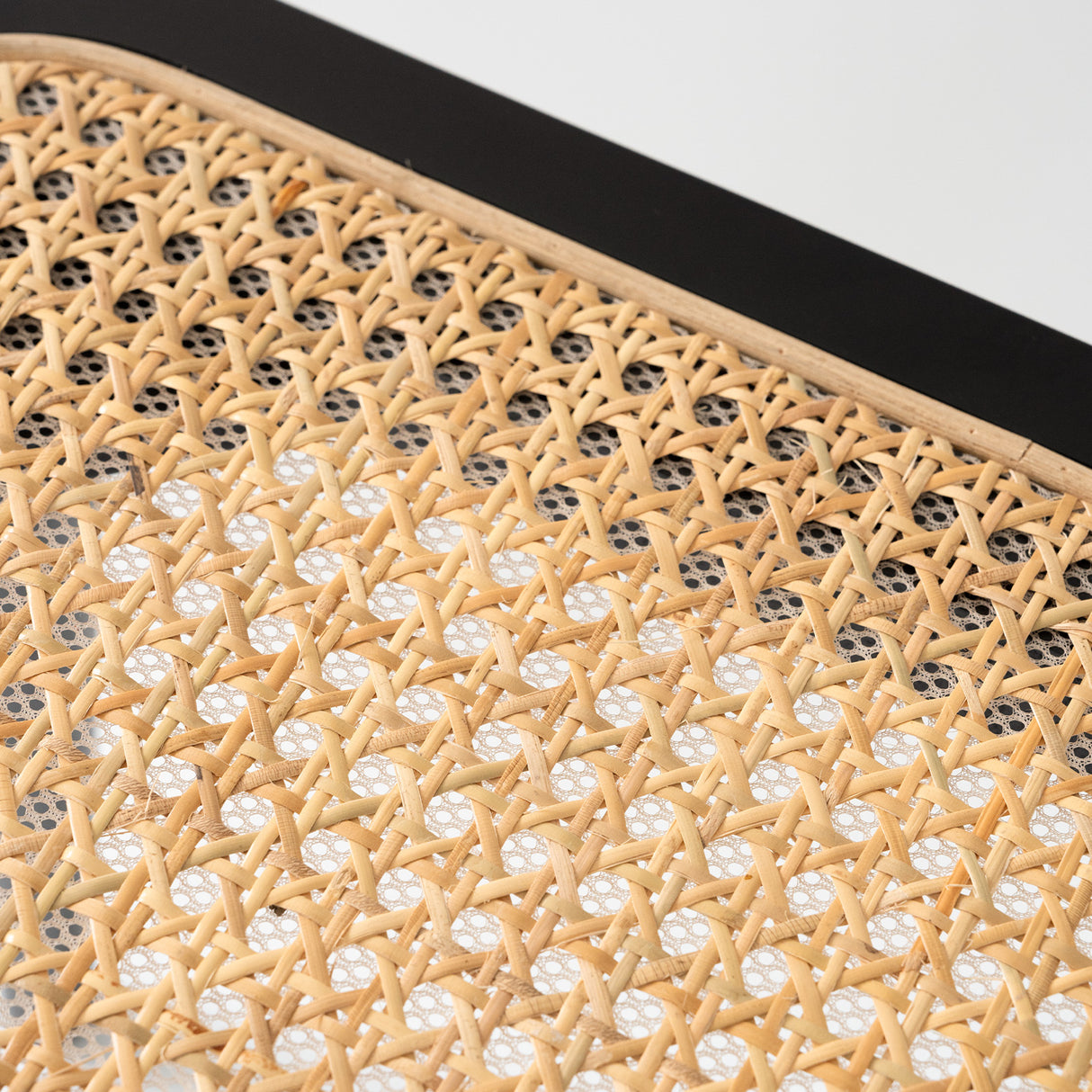 Natural Rattan Top Wood Stool, Rectangular