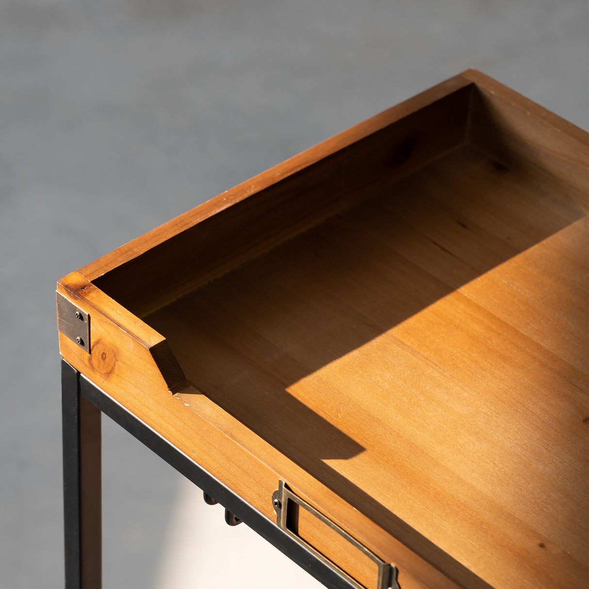 Wine and Liquor Cart with Glass Hangers and Working Tabletop