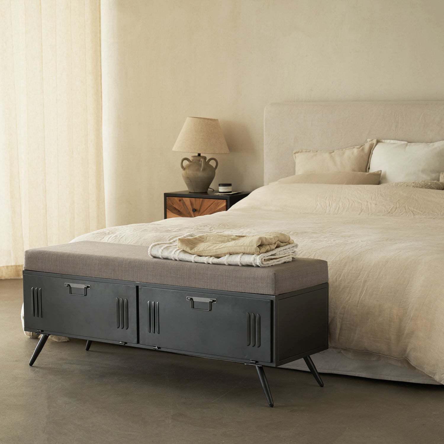 Cushioned Shoe Storage Bench