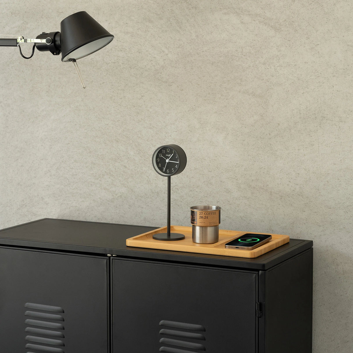 Bamboo Valet Tray with Wireless Charging