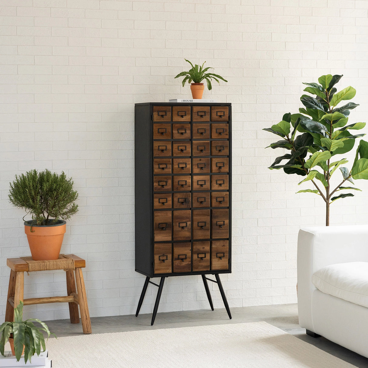 Apothecary 55" Tall Faux-Drawer Cabinet