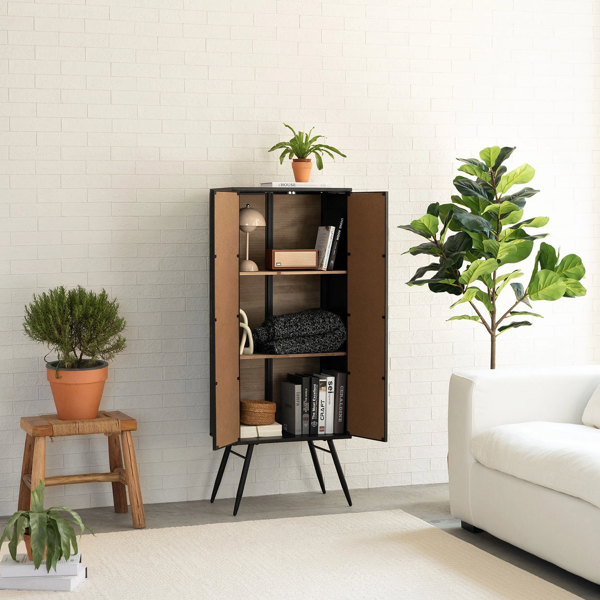 Apothecary 55" Tall Faux-Drawer Cabinet