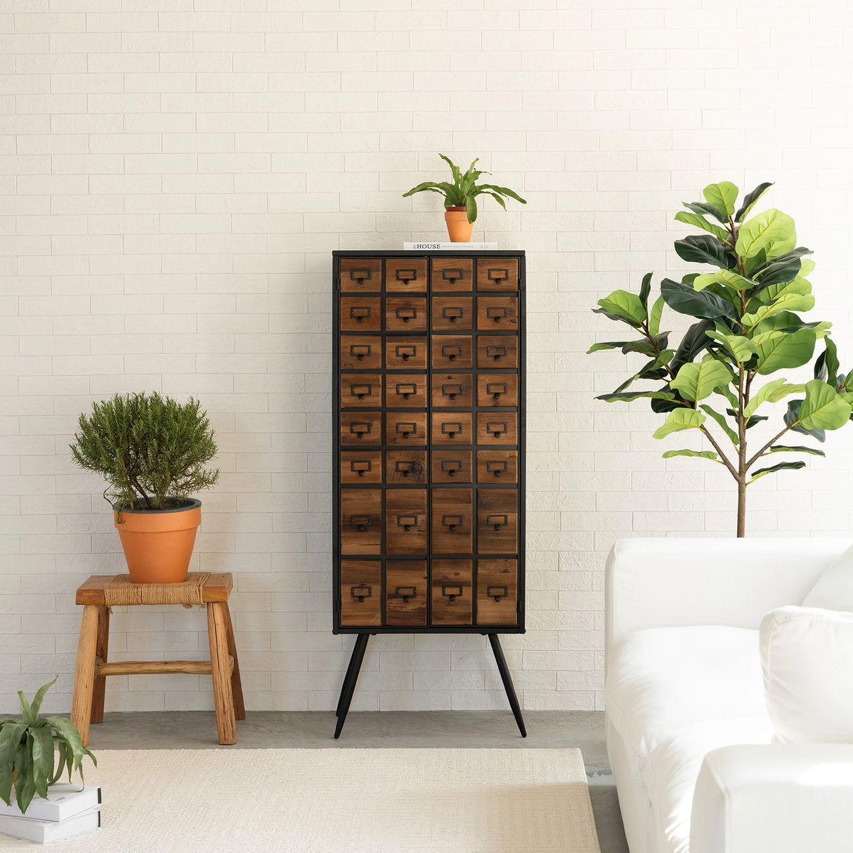 Apothecary 55" Tall Faux-Drawer Cabinet