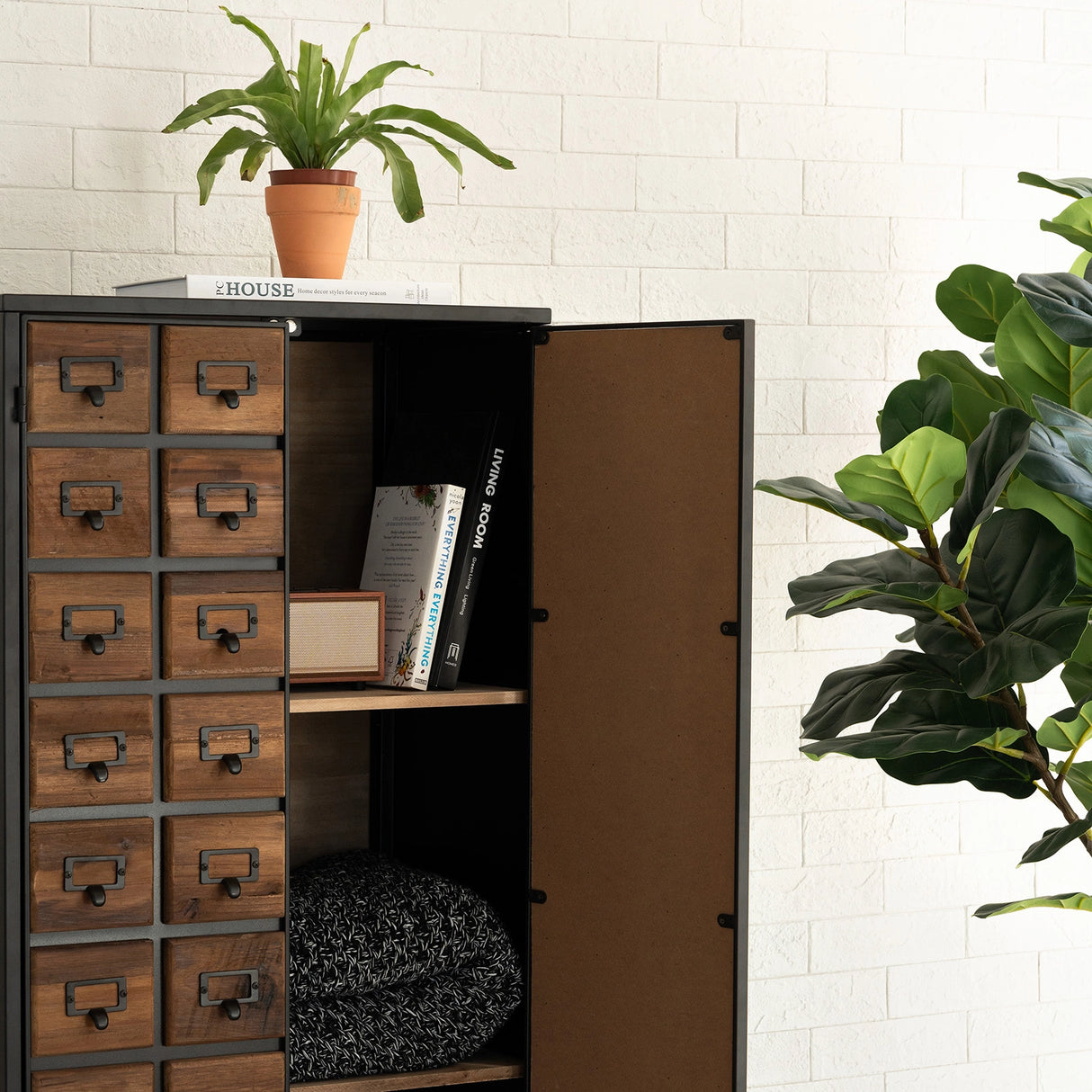 Apothecary 55" Tall Faux-Drawer Cabinet