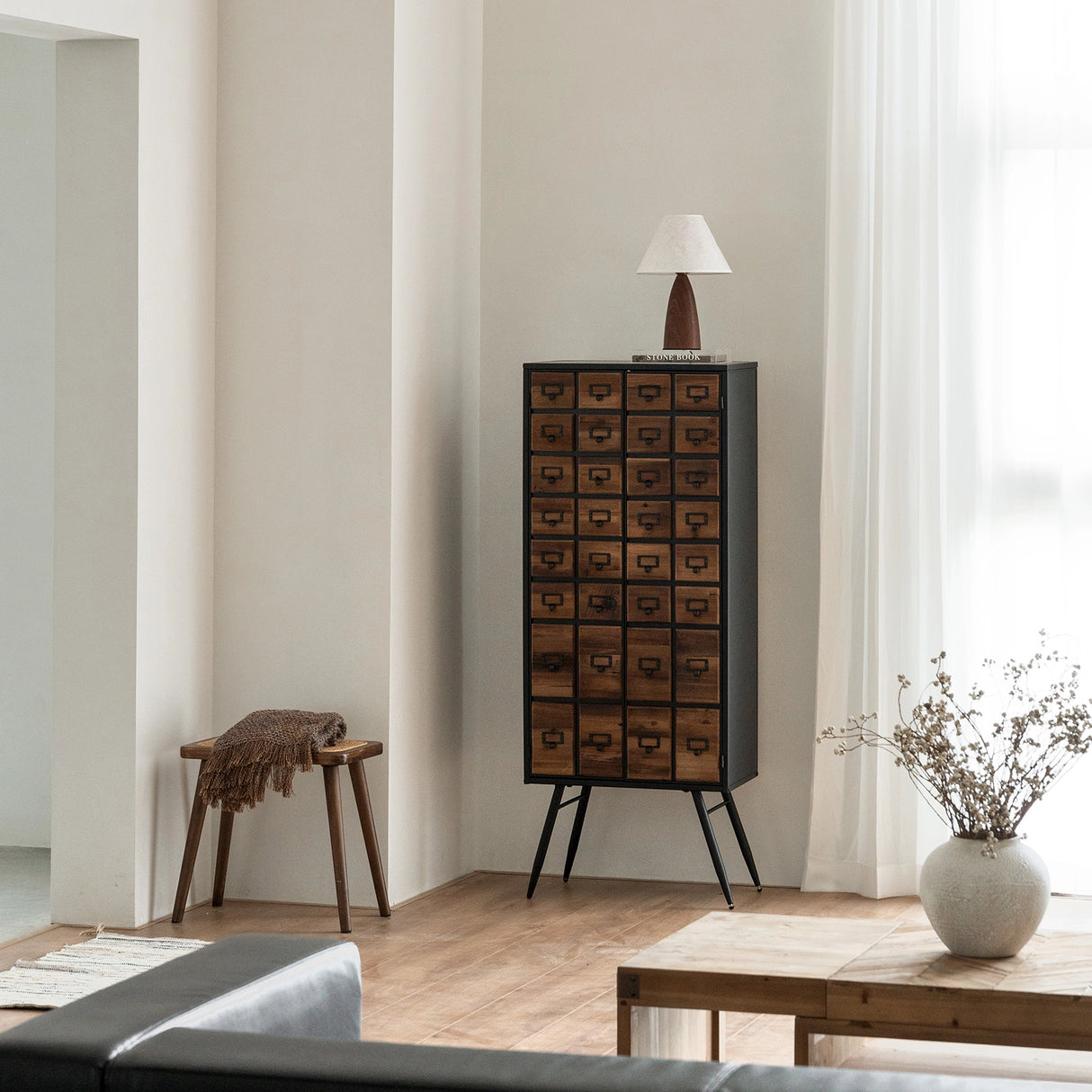 Apothecary 55" Tall Faux-Drawer Cabinet