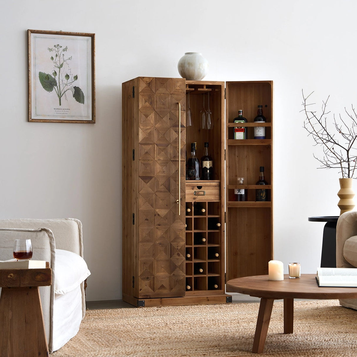 Bar Cabinet with Reclaimed Wood Doors