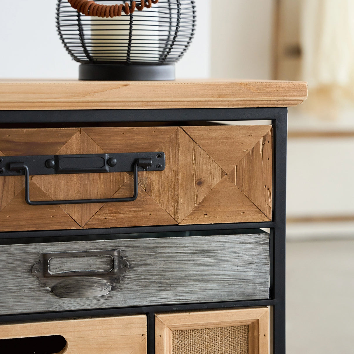 Industrial Style Multi-Drawer Side Table