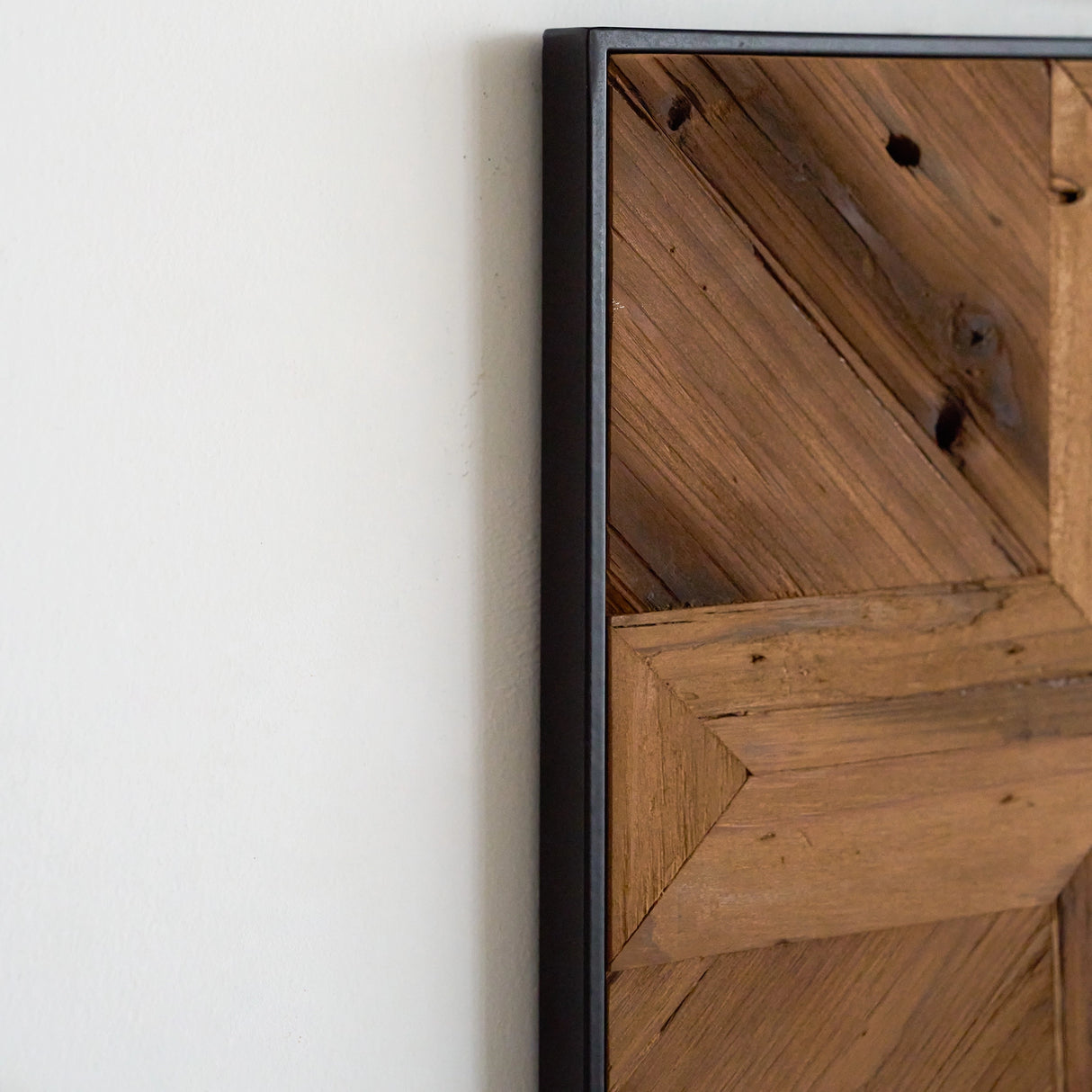 Reclaimed Wood Parquet Wall Accent, Set of 9