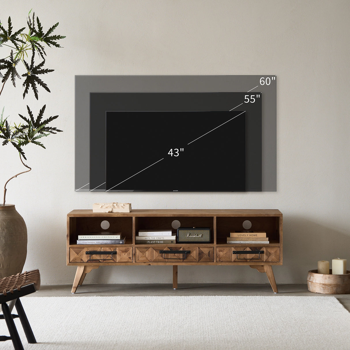 Reclaimed Wood TV Stand for TV Up to 60”