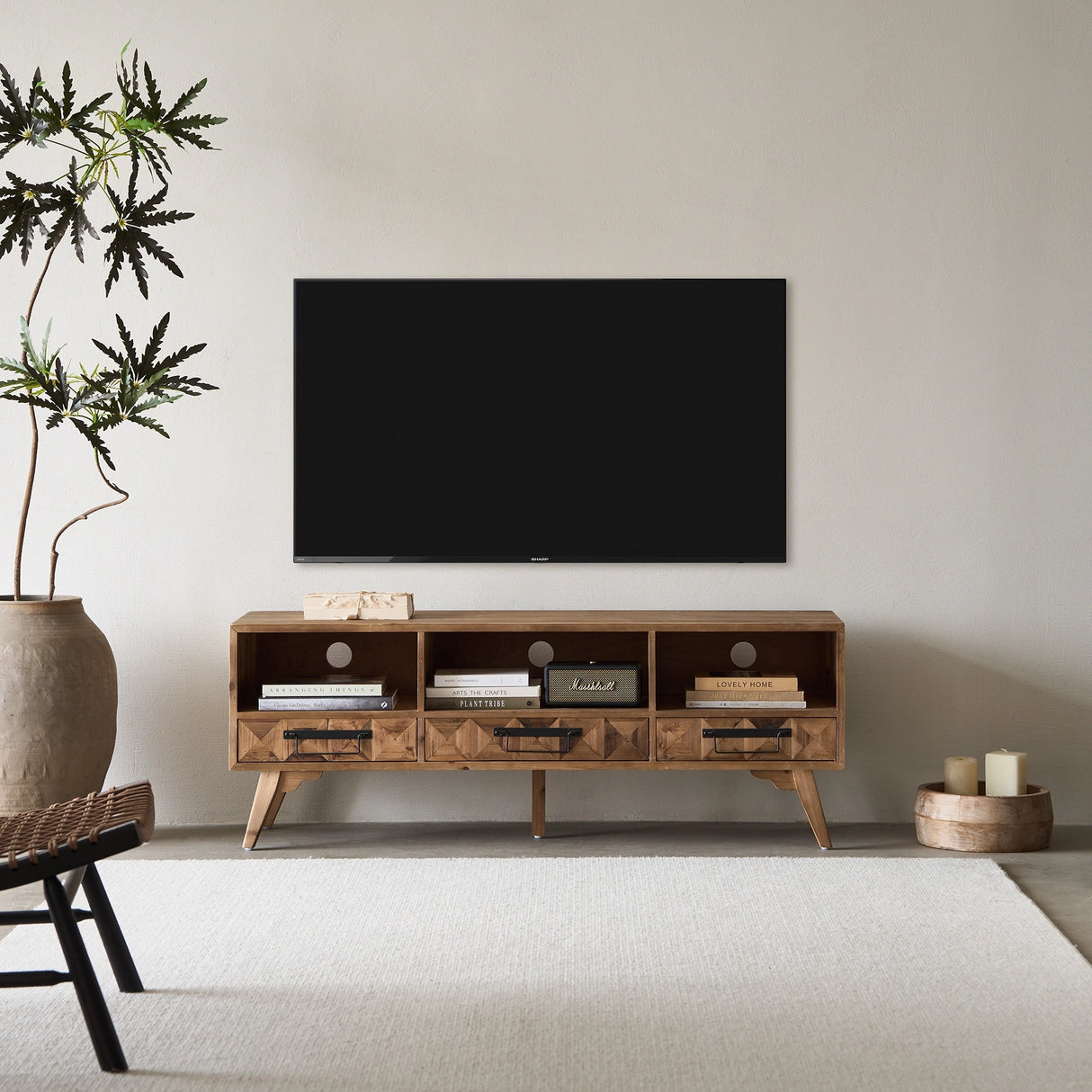 Reclaimed Wood TV Stand for TV Up to 60”