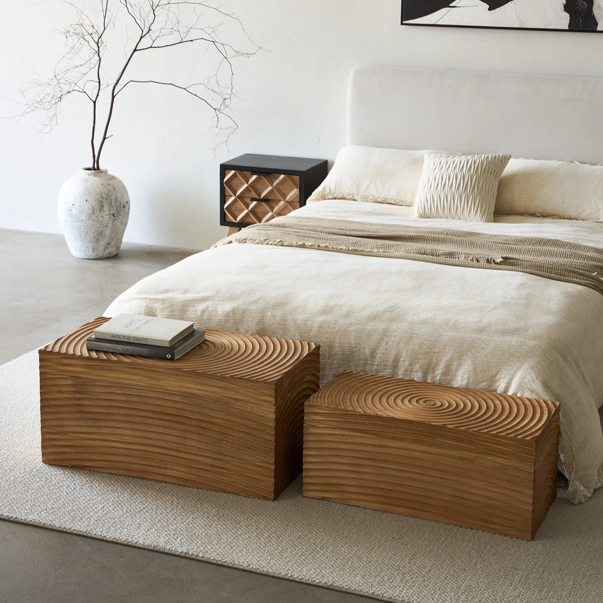 Whirling Wood Storage Boxes, Set of 2