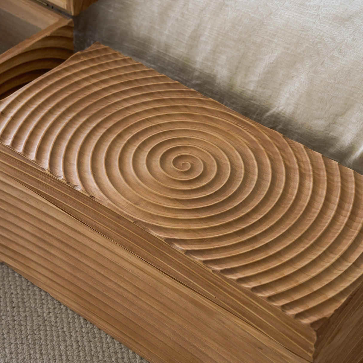 Whirling Wood Storage Boxes, Set of 2