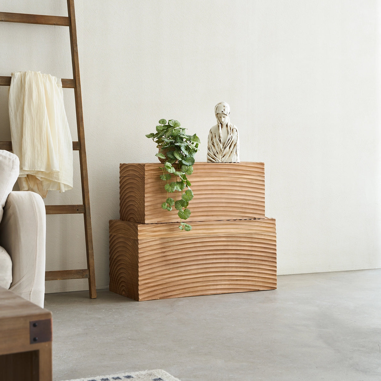 Whirling Wood Storage Boxes, Set of 2