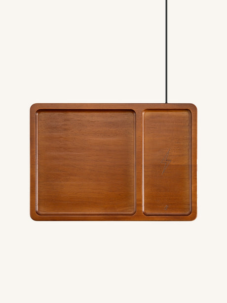 Bamboo Valet Tray with Wireless Charging
