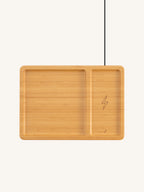 Bamboo Valet Tray with Wireless Charging