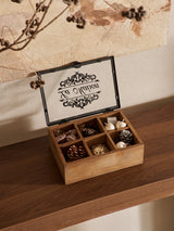 Vintage Wood Organizer and Jewelry Box with Glass Cover