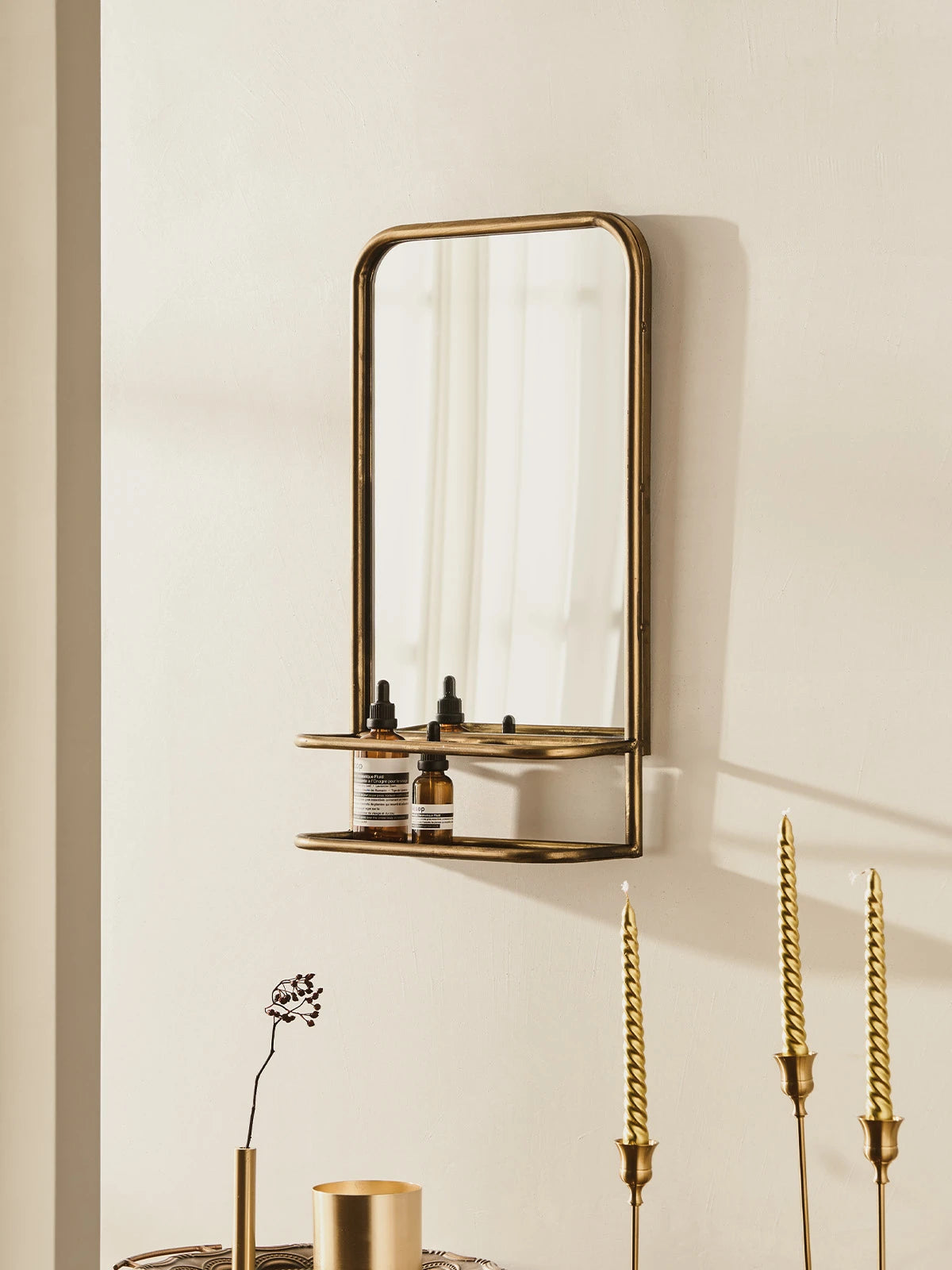 Antiqued Brass Accent Mirror