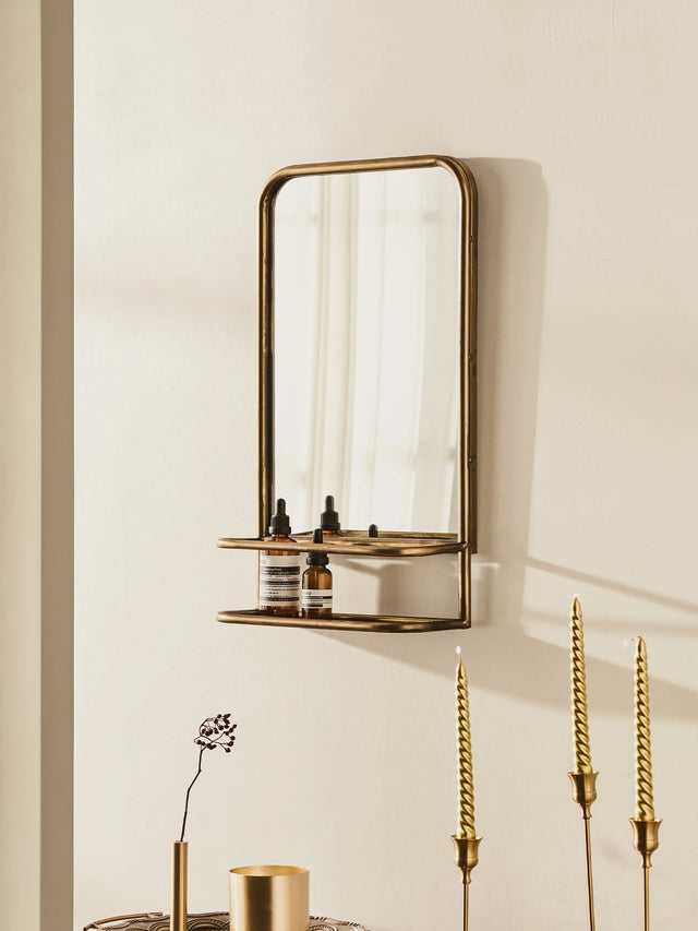 Antiqued Brass 12" x 20" Accent Mirror
