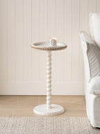 Beaded Gold Rim Pedestal Side Table