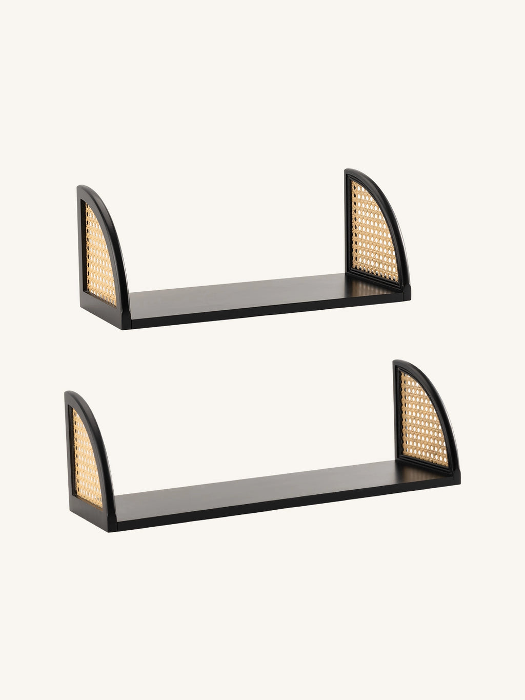 Rattan and Wood Wall Shelf