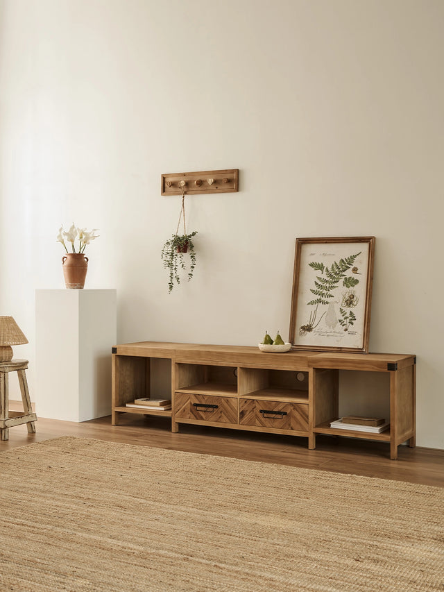 Acadia Fully-Assembled TV Stand for Up to 80" TV (Pine Wood Version)