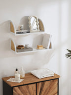 Rattan and Wood Wall Shelf