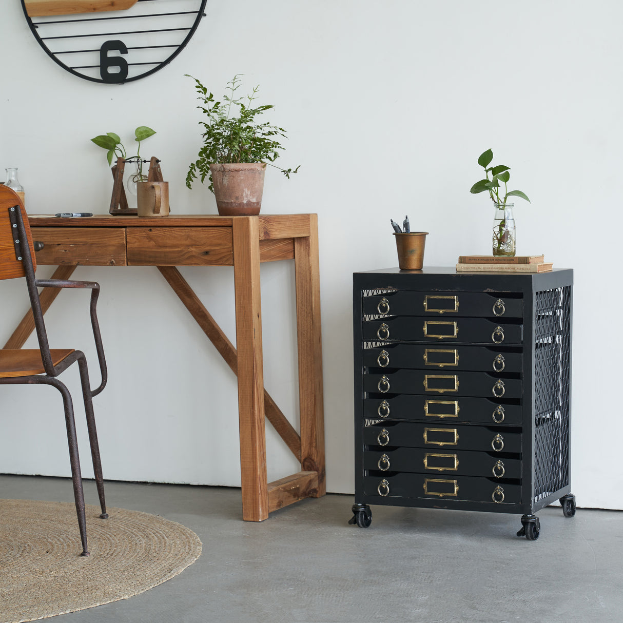 Vintage File Cabinet with Wheels for Office