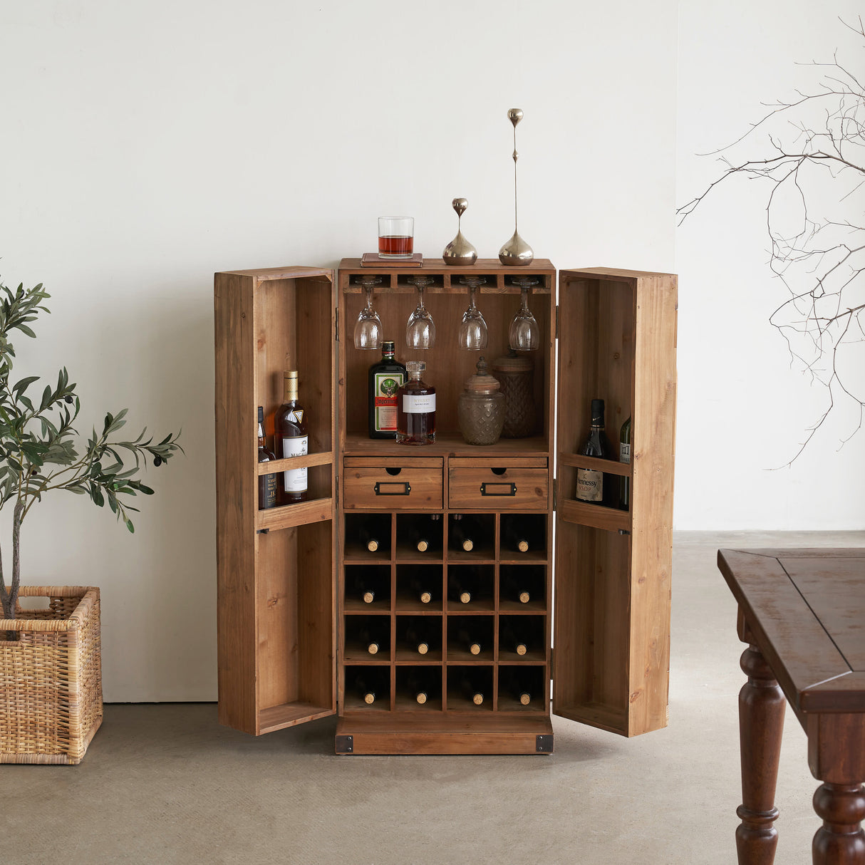 Bar Cabinet with Reclaimed Wood Doors