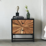 Reclaimed Wood Vintage Double Drawers Nightstand