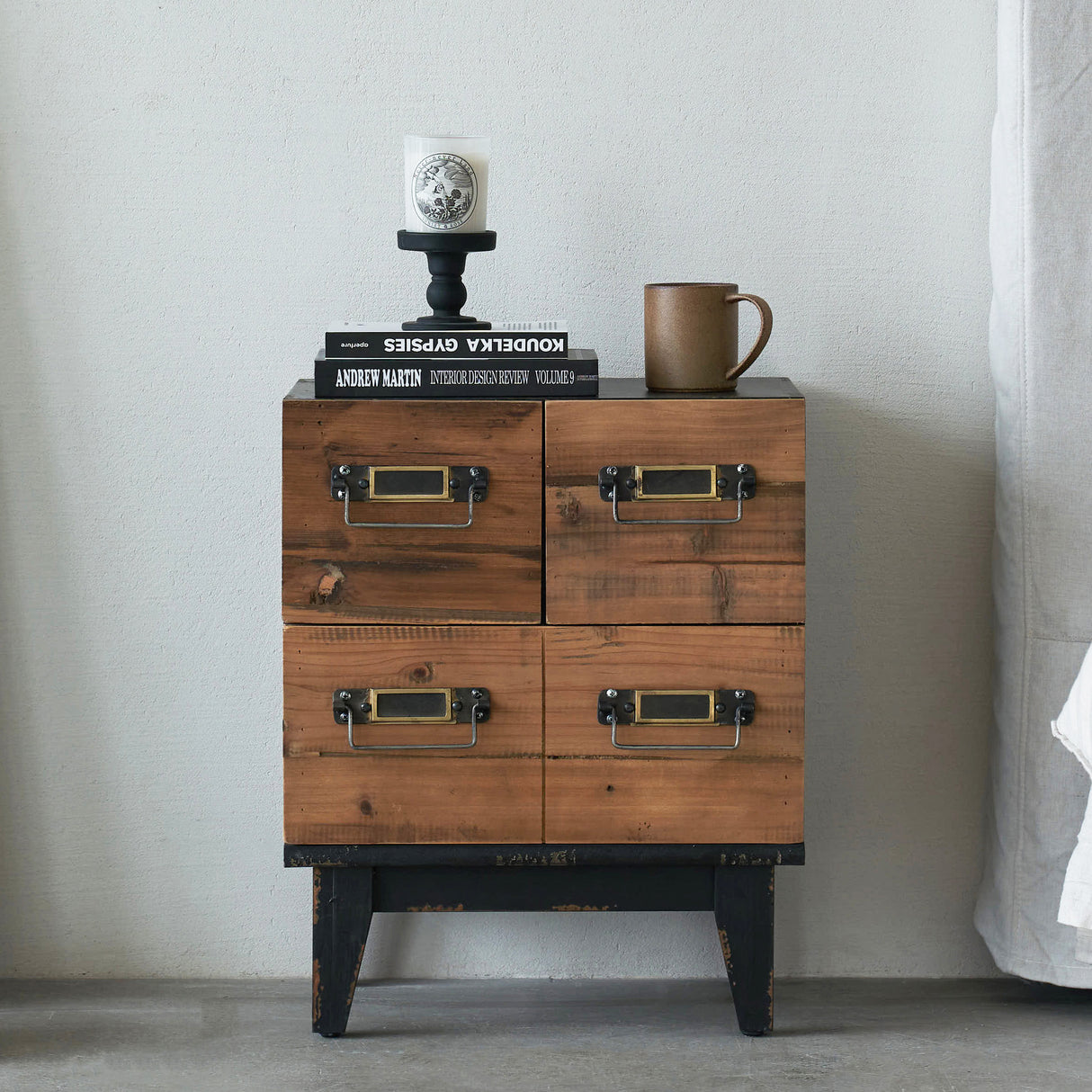 Vintage Wood Nightstand with Pristine Wood Drawers