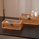 Rattan Organizer Box with Glass Cover