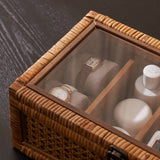 Rattan Organizer Box with Glass Cover