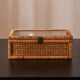 Rattan Organizer Box with Glass Cover