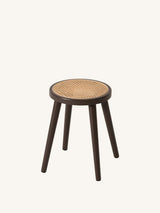 Natural Rattan Top Wood Stool, Round