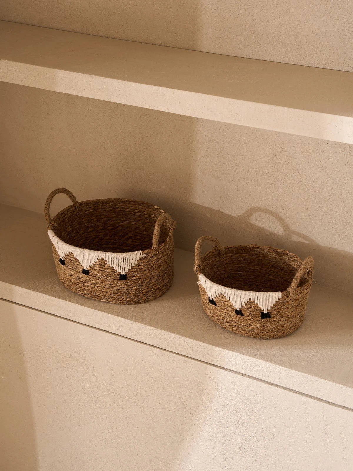 Woven Tassel Baskets Set of 2