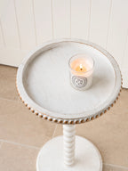 Beaded Gold Rim Pedestal Side Table