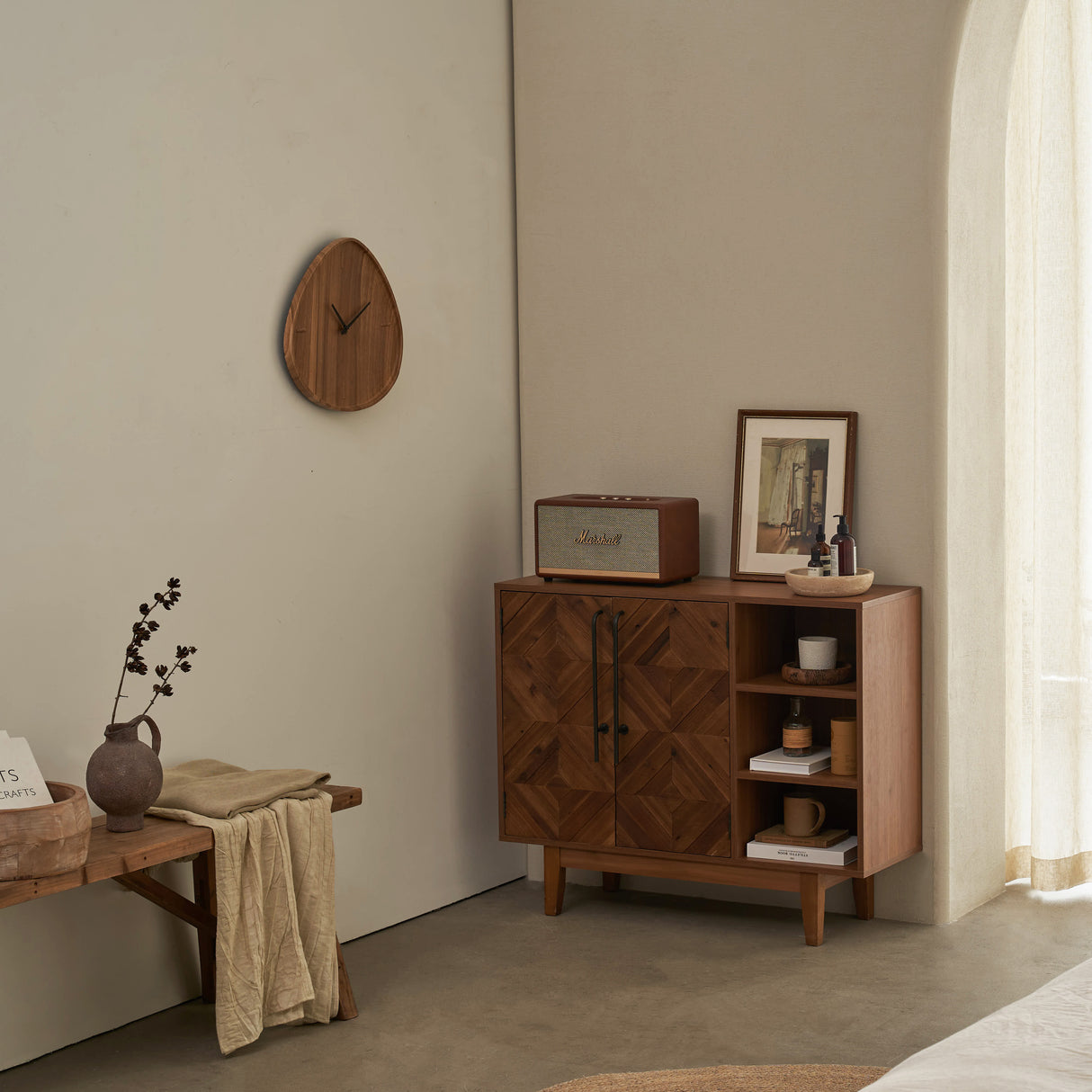 31” * 37” Wood Accent Cabinet Sideboard with Handcrafted Reclaimed Wood Doors