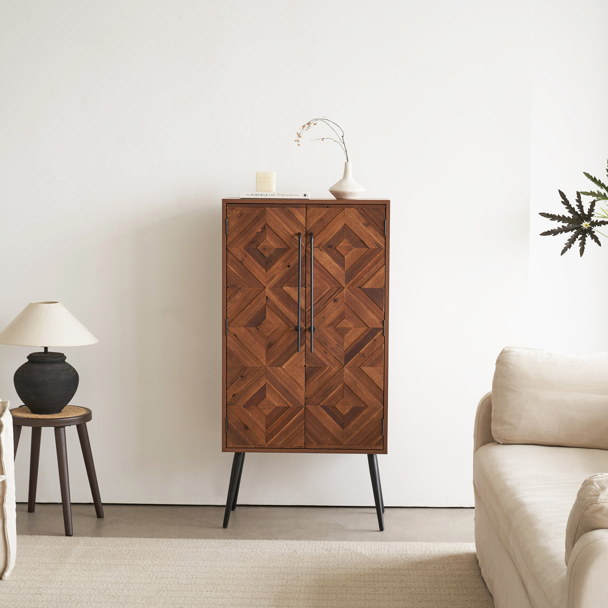 50" Tall Accent Cabinet with Handcrafted Reclaimed Wood Doors