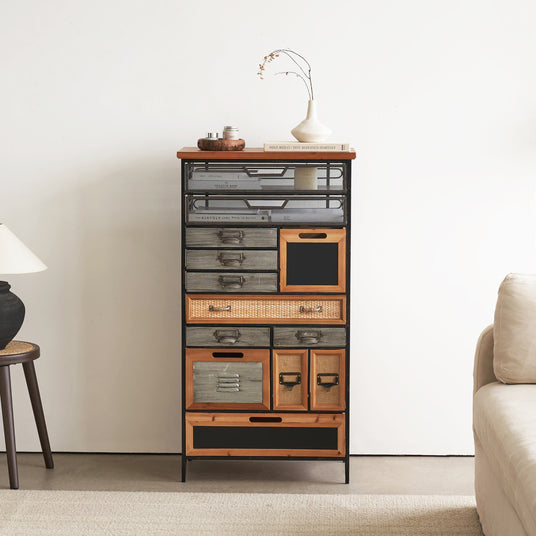 44" Tall Multi-Drawer Vintage Metal Cabinet